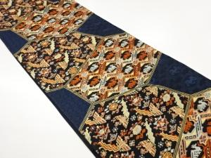 切り嵌め風有栖川文に抽象鳳凰・草花模様織出し袋帯